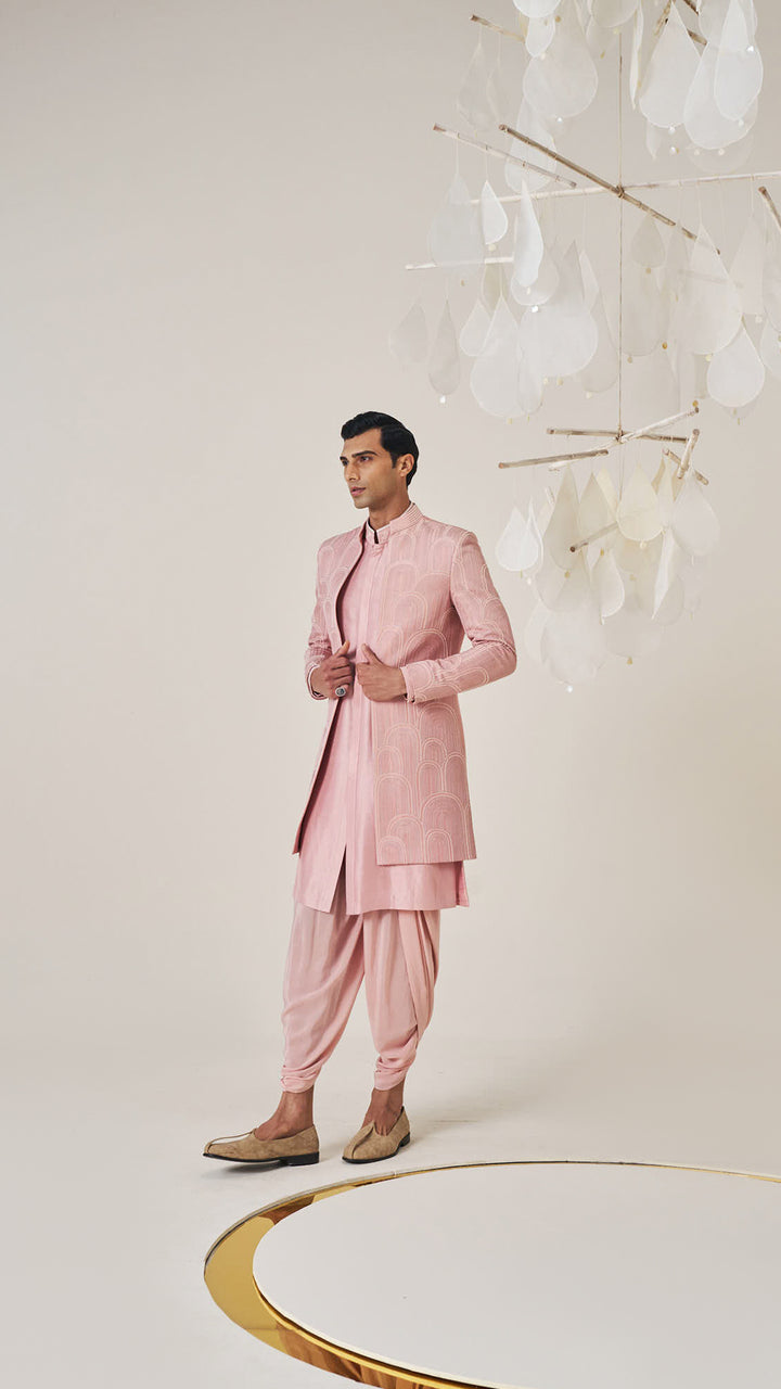 Hand Embroidered Silk Sherwani Set