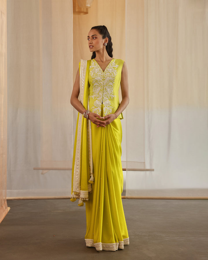 Silk satin sari set