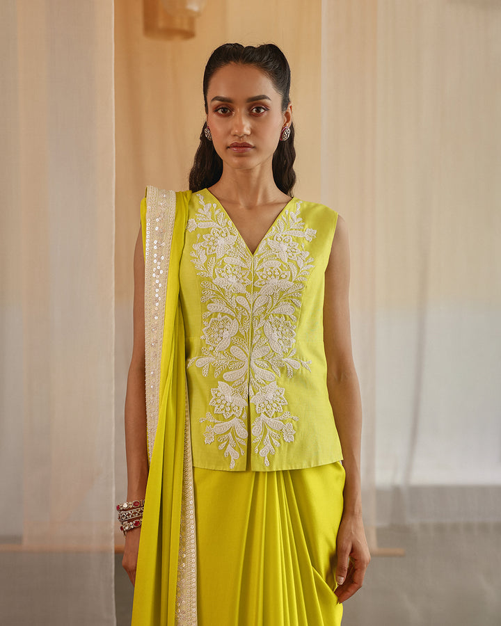 Silk satin sari set