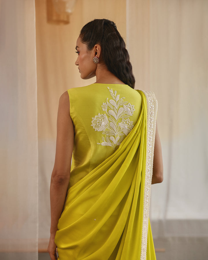 Silk satin sari set