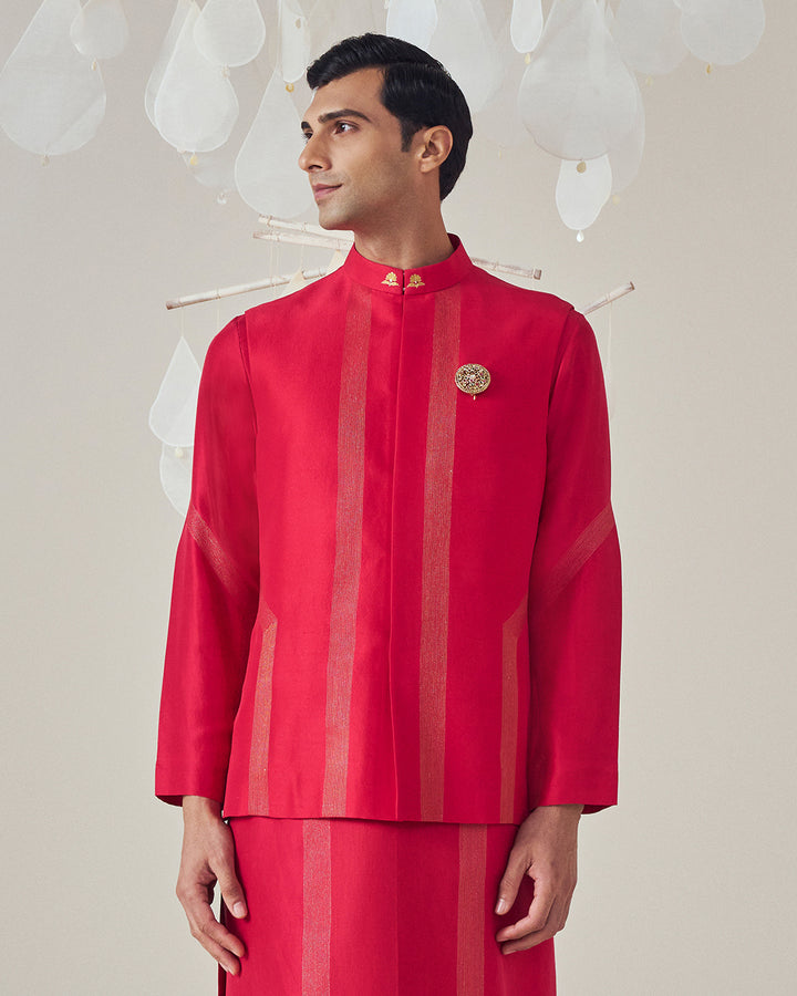 Ruby Red Silk Kurta Set (MZ MW KT 06)