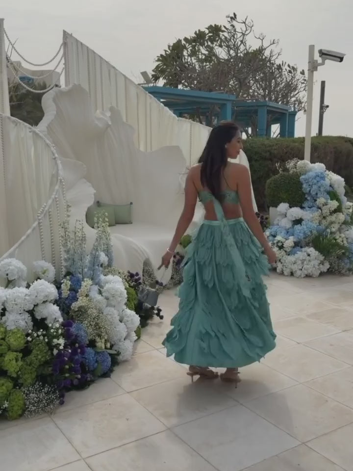 PAYAL SHAH IN  KA-PHEN 3D SKIRT PAIRED WITH MORPHO SEQUIN BUSTIER