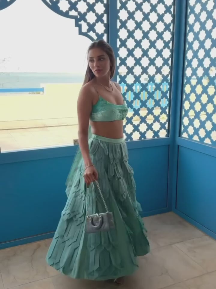 PAYAL SHAH IN  KA-PHEN 3D SKIRT PAIRED WITH MORPHO SEQUIN BUSTIER